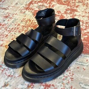 Dr. Martens Clarissa Black Brando Leather Strap Ankle Gladiator Sandals 8 39